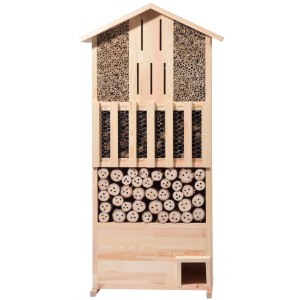 XXL Insektenhotel mit Igelhaus aus Kiefernholz (FSC®). Bietet Nistplätze für Wildbienen, Schmetterlinge und Igel.
