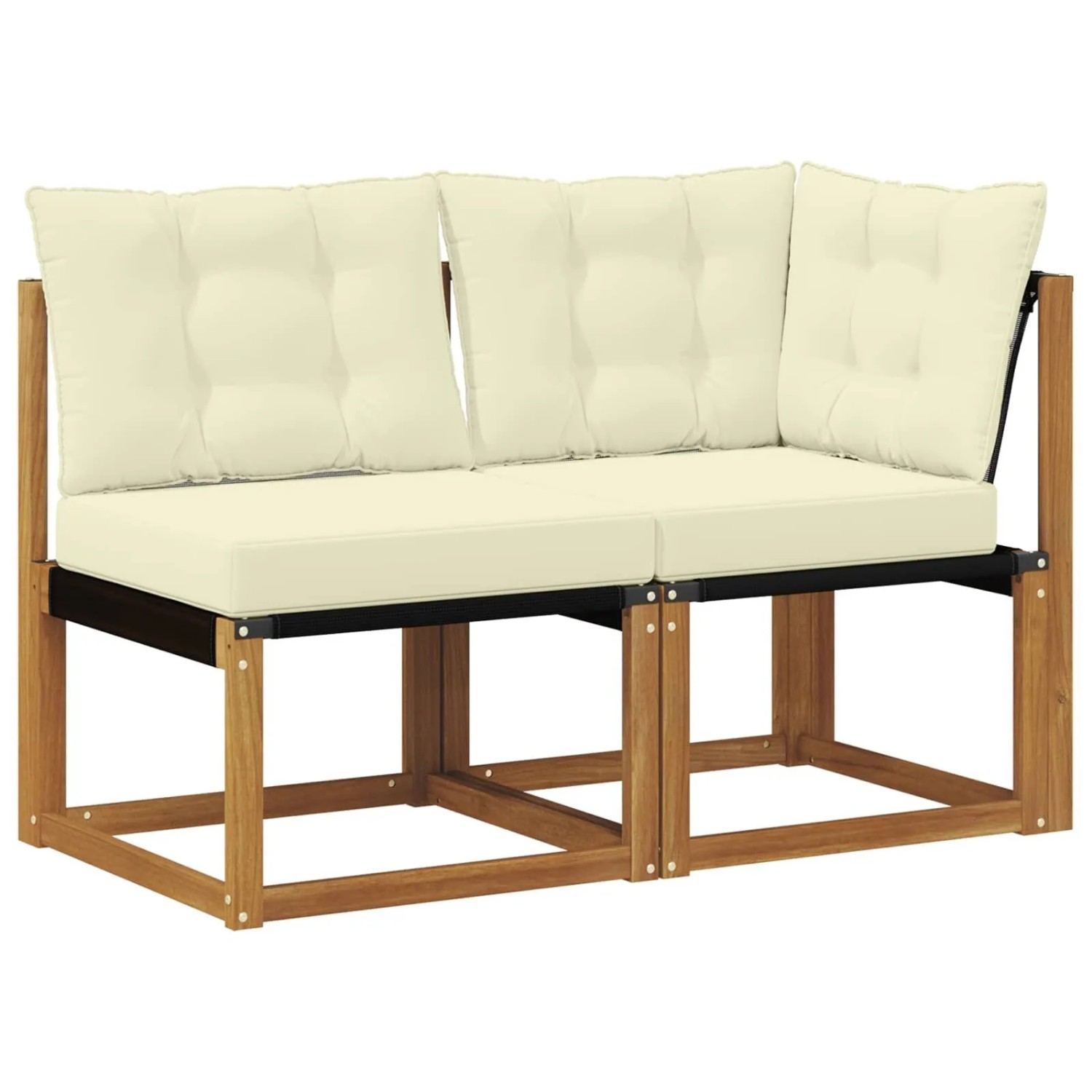vidaXL Outdoor Mittel- und Ecksofa mit Kissen 2 Stück Natur 900613