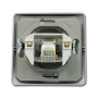 TEM EKONOMIK Netzwerkdose Cat5e Silber, Detailansicht der RJ45-Buchse mit Unterputzrahmen.