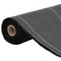 Rolle schwarzes vidaXL Unkrautvlies 1,5x150 m mit grünen Streifen, ein Gartenhilfsmittel.