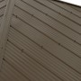 Detailaufnahme des braunen Aluminium-Dachs vom Westmann Holz Pavillon Devon.
