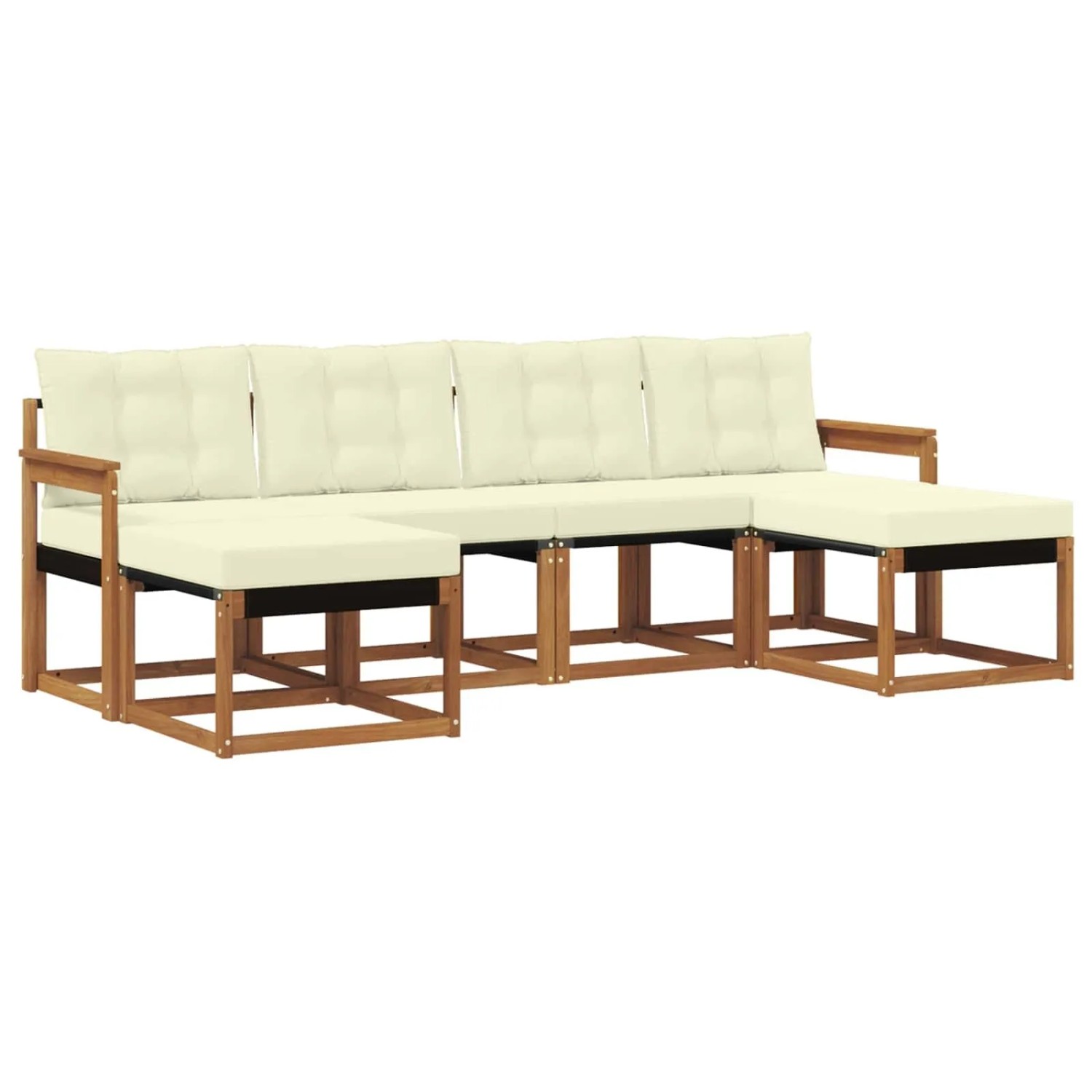 vidaXL Outdoor-Sofagarnitur mit Kissen 6-Tlg Natur und Creme 3368921