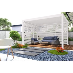Weide Aluminium Lamellenwand Für Weide Pergola Drehbare Lamellen Weiß 0.93 Meter
