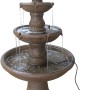 Silex Gartenbrunnen aus Kunststein in Rostbraun mit drei Ebenen und Pumpe.