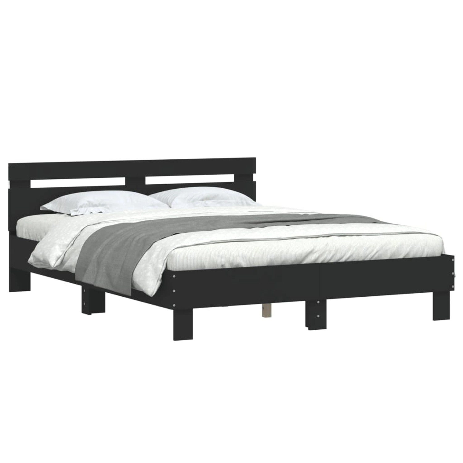 vidaXL Bettgestell mit LED ohne Matratze Schwarz 150x200 cm 3207540 günstig online kaufen