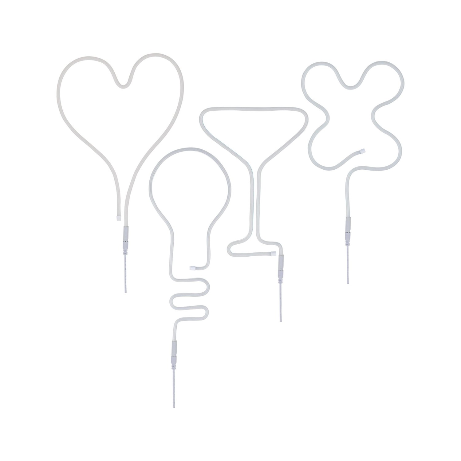 Paulmann Neon Colorflex LED-Streifen Set mit Herz, Glühbirne, Cocktailglas und Kleeblatt Form.