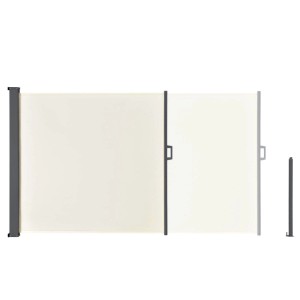 Beige Juskys Seitenmarkise Dubai 300x190cm als Sicht- und Windschutz für Terrasse und Balkon.