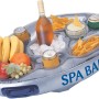 Schwimmender Planet Spa Getränkehalter für Pool/Whirlpool mit Getränken und Snacks.