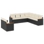 Schwarze 9-tlg. vidaXL Garten-Sofagarnitur aus Poly Rattan mit cremeweißen Kissen.