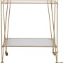 Goldfarbener Servierwagen mit 2 Glasablagen und Rollen, 87,5x69,5x35 cm.