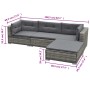 Graues 5-tlg. vidaXL Garten-Lounge-Set aus Polyrattan mit Kissen und Ottomane.