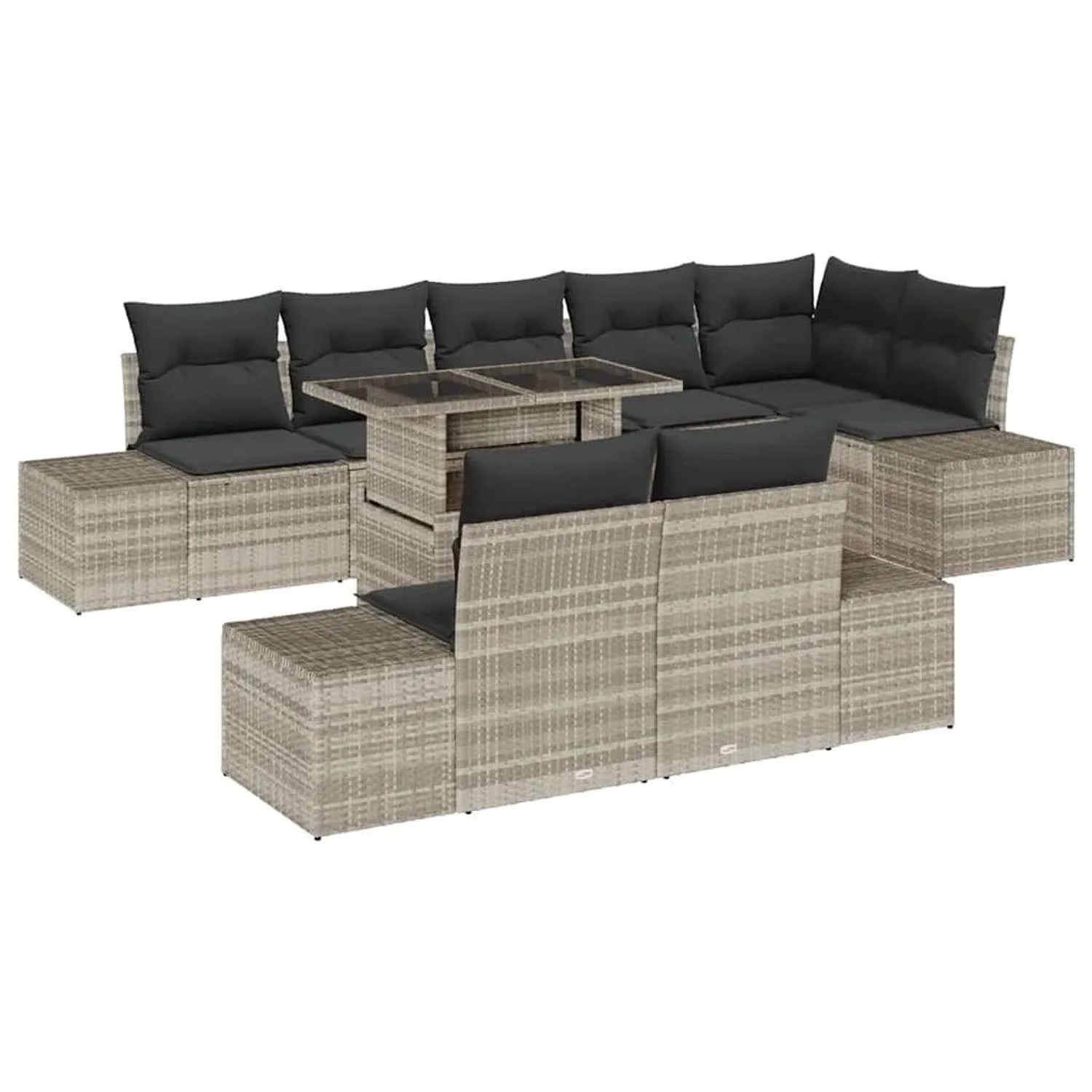 vidaXL Gartensofa-set mit Kissen 9-Tlg Hellgrau Poly-Rattan 3349208 günstig online kaufen