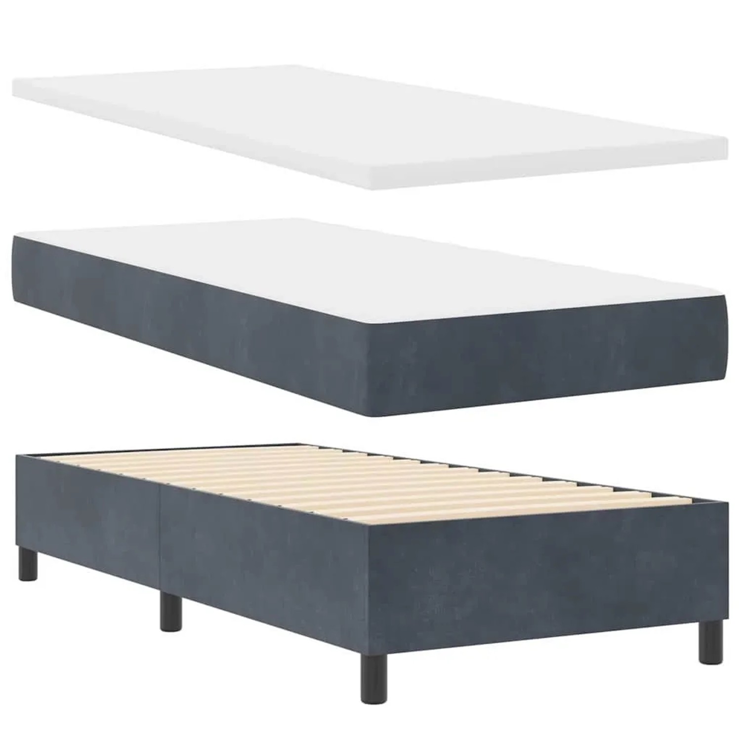 vidaXL Boxspringbett mit Matratze Dunkelgrau 80 x 200 cm Samt 3344475 günstig online kaufen