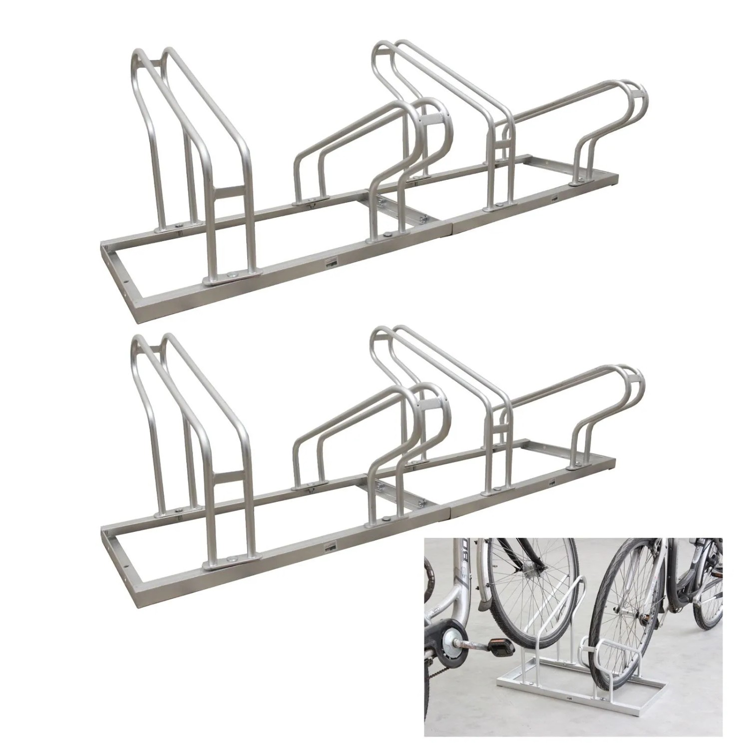 TRUTZHOLM Fahrradständer für 8 Fahrräder Höhenversetzt 280x45 cm Stahl günstig online kaufen