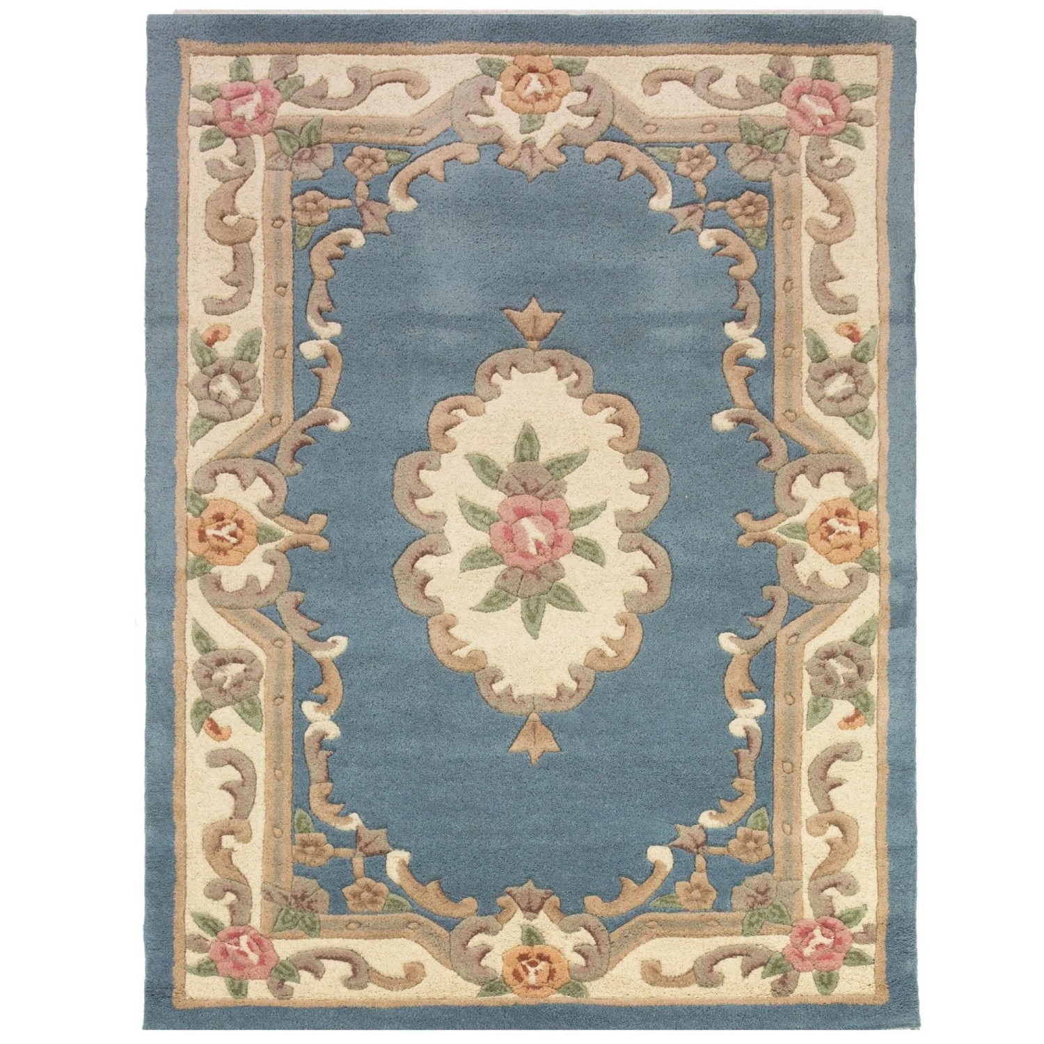 Flair Rugs Wollteppich Aubusson 75 cm x 150 cm Blau