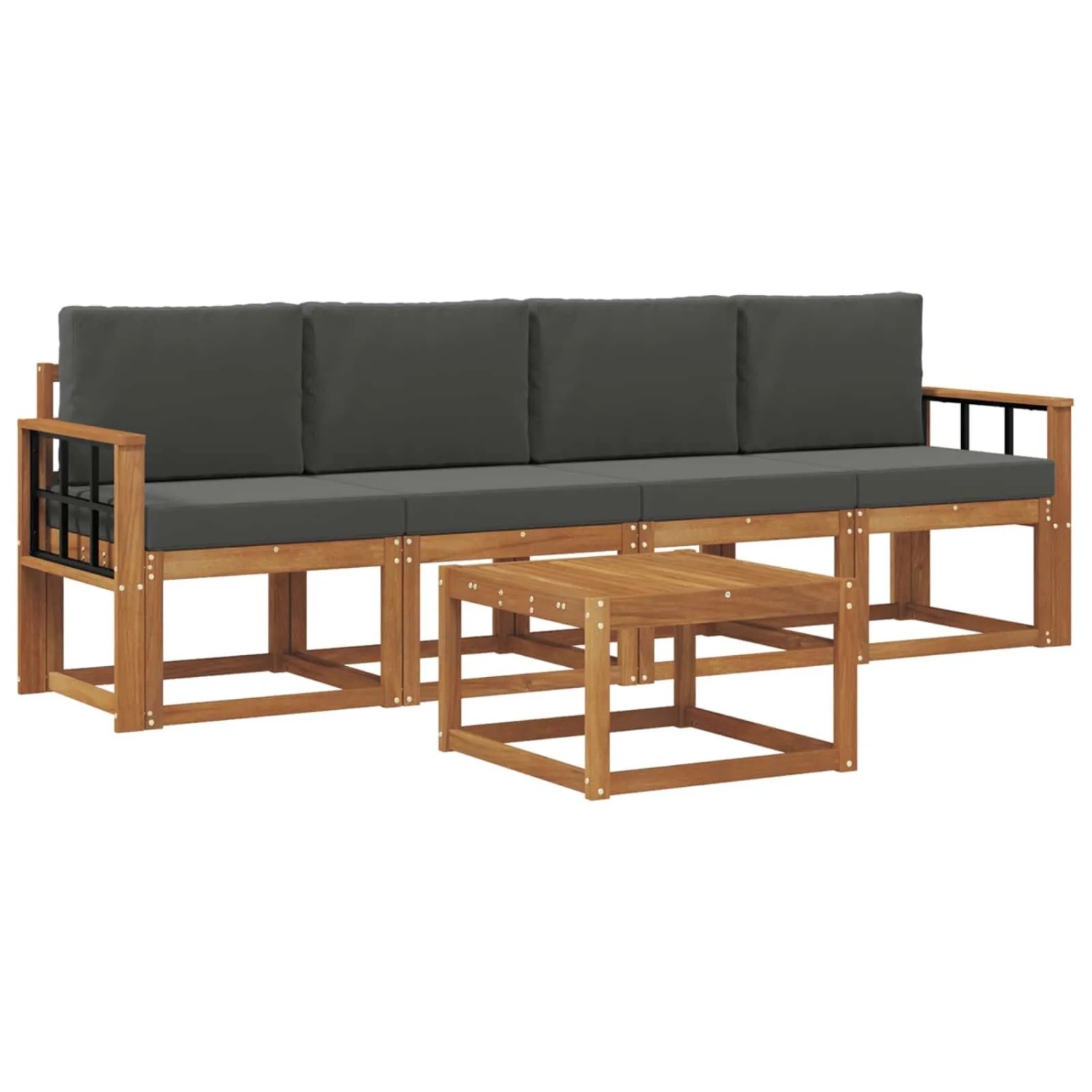 vidaXL Outdoor-Sofagarnitur mit Kissen 5 Stk Natur und Anthrazit 3365985