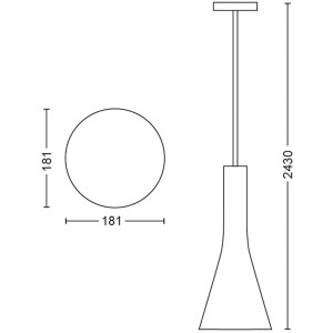 Technische Zeichnung: Philips Hue White Ambiance Explore Pendelleuchte, Maße und Details.
