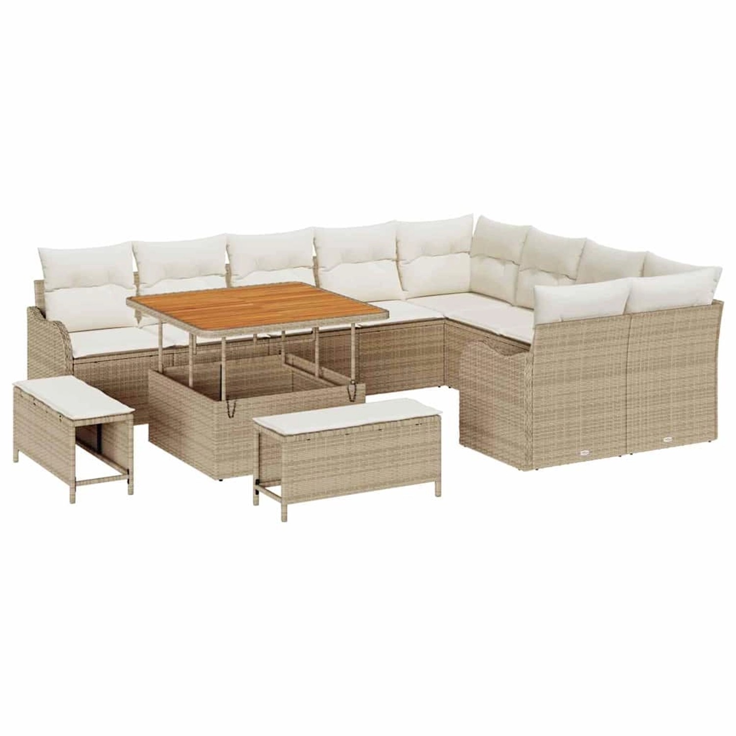 vidaXL Garten-Sofa-Set 12-Tlg Beige Poly Rattan 3362296 günstig online kaufen
