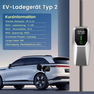 Junsun EV Ladegerät 11kw 8m Cable Type 2 3-phasig 6-16A