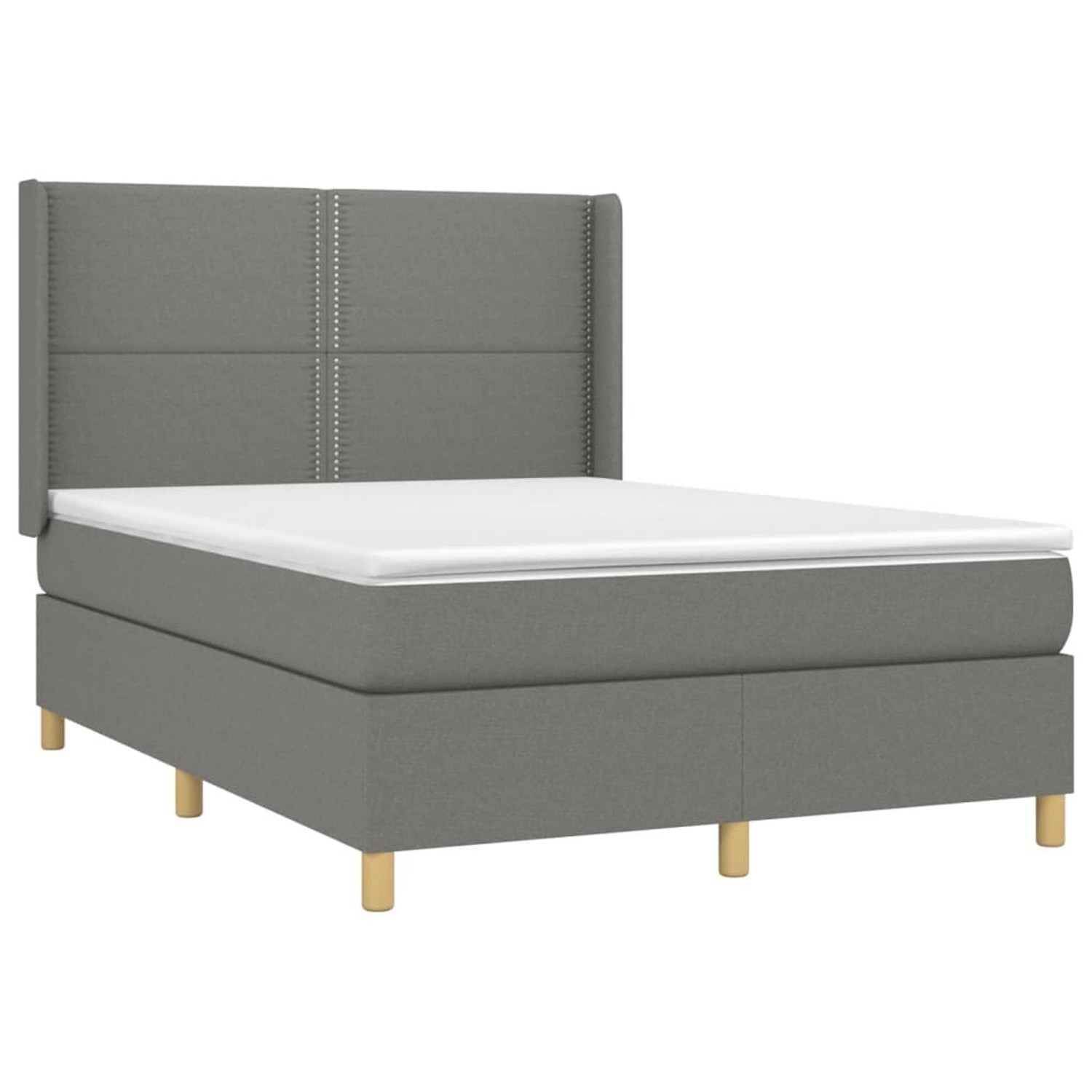 vidaXL Boxspringbett mit Matratze & LED Dunkelgrau 140x190 cm Stoff 3138790 günstig online kaufen