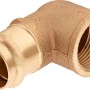 90-Grad-Presswinkel aus Rotguss, Ø 28 mm x 30,3 mm (Rp 1), für Kupferrohr-Installationen.