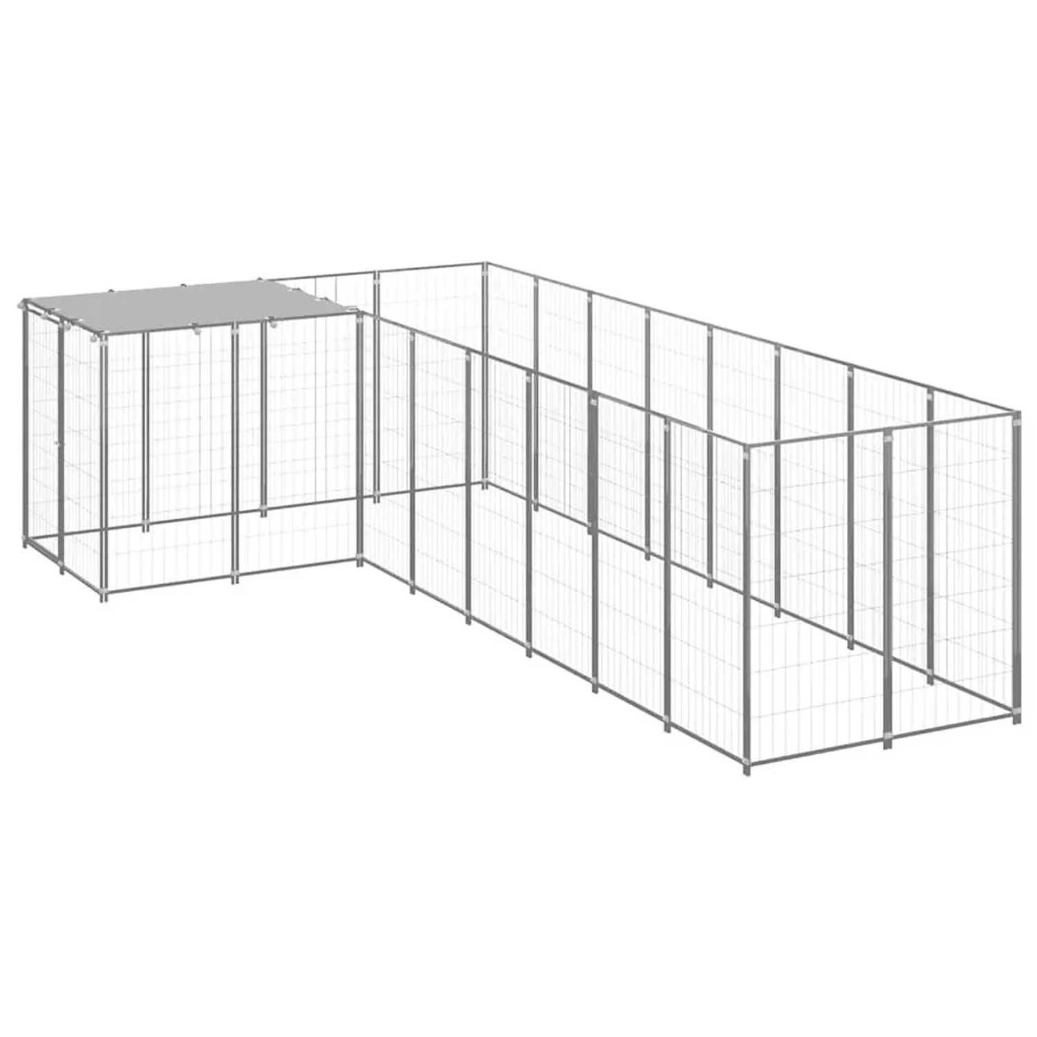 vidaXL Hundezwinger Silbern 6,05 m² Stahl 3082231