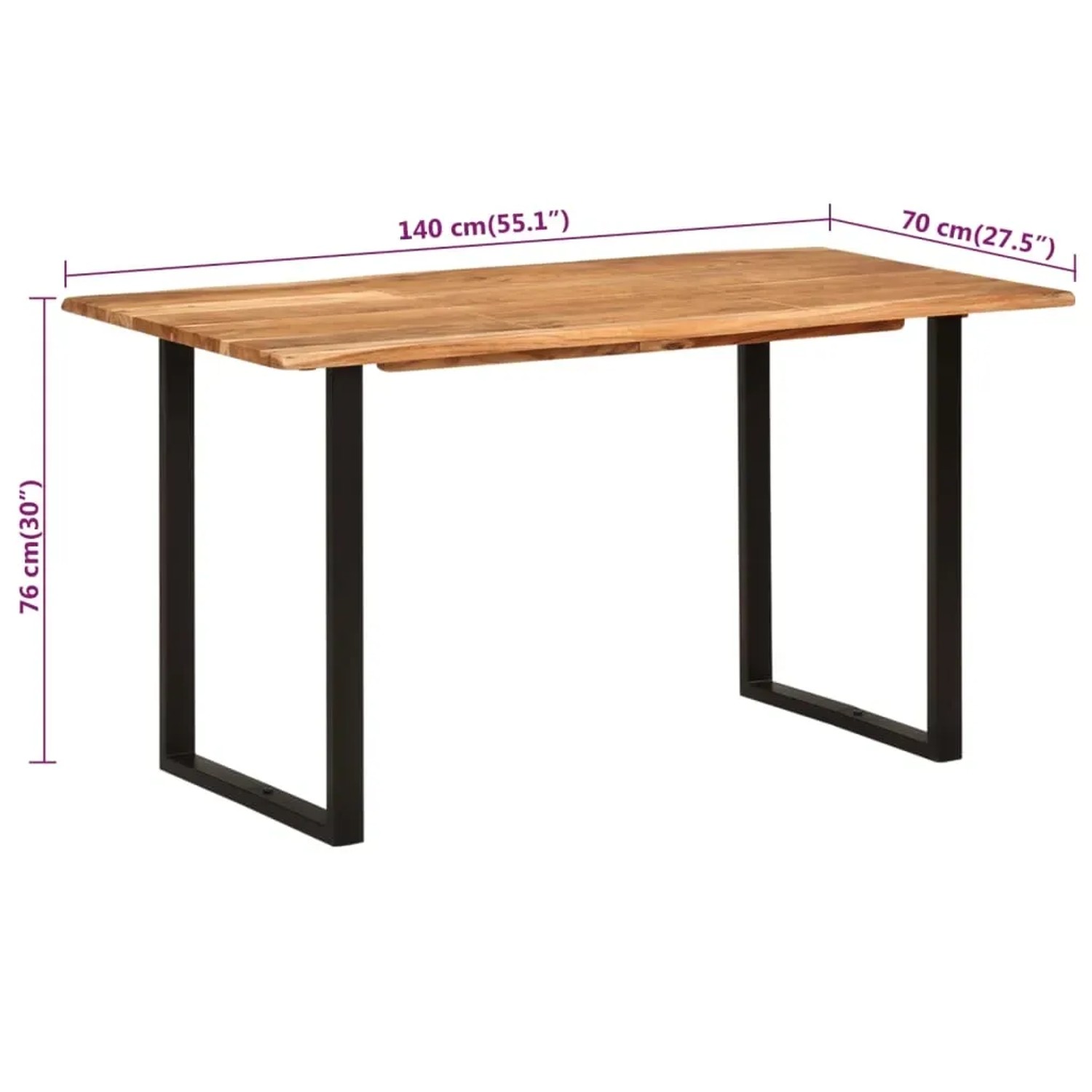 vidaXL Esszimmertisch Akazie Massivholz Schwarz 140x70 cm kaufen bei OBI