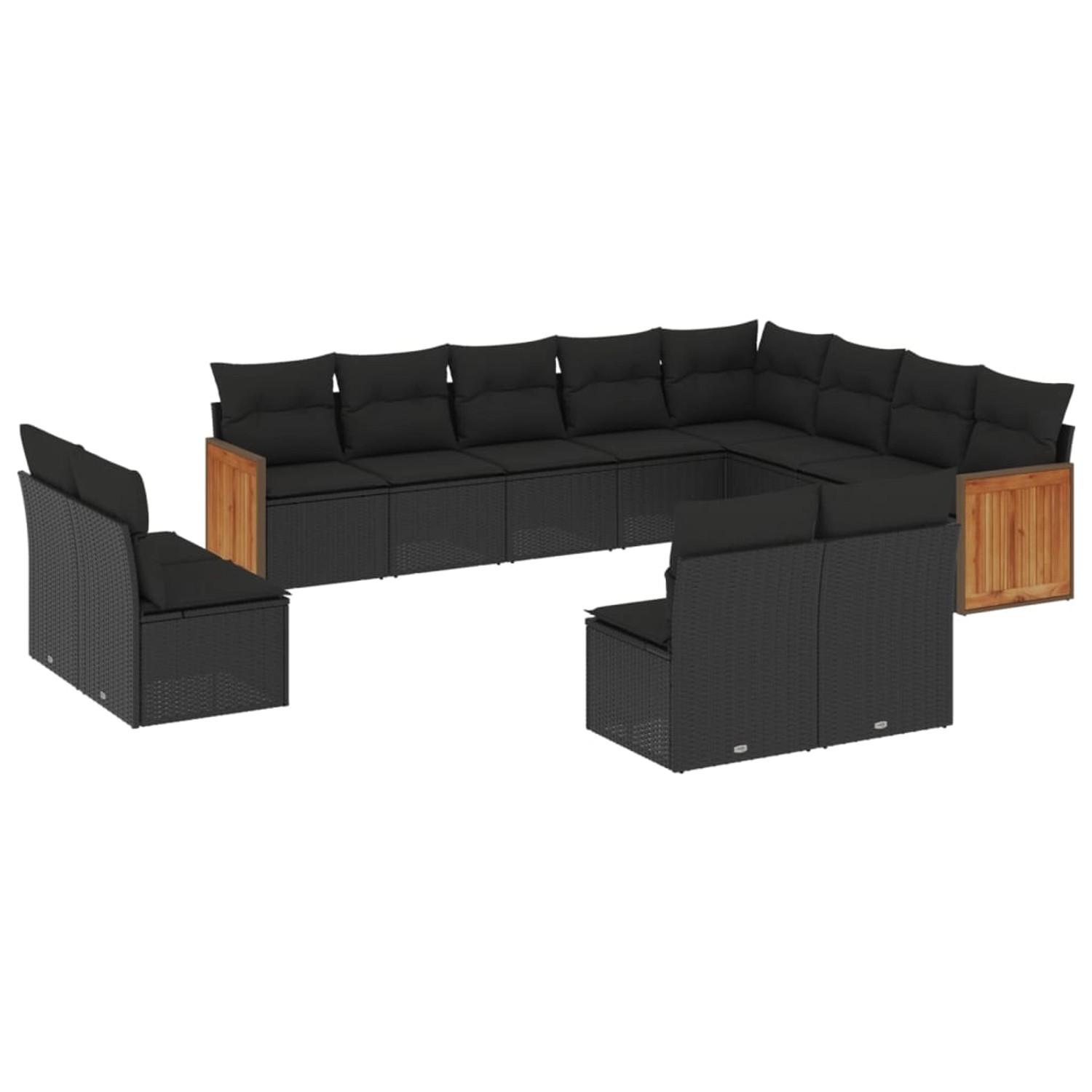 vidaXL 12-Tlg Garten-Sofagarnitur mit Kissen Schwarz Poly Rattan 3228148 günstig online kaufen