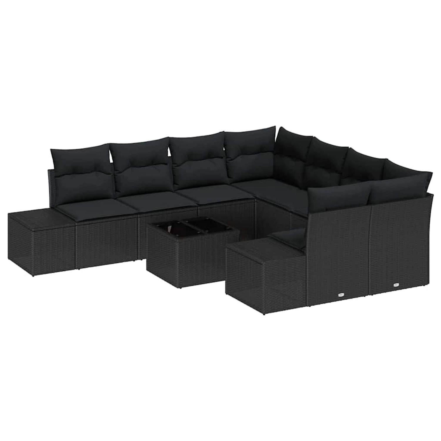 vidaXL Garten-Sofa-Set 9-Tlg Schwarz Poly Rattan 3347003 günstig online kaufen