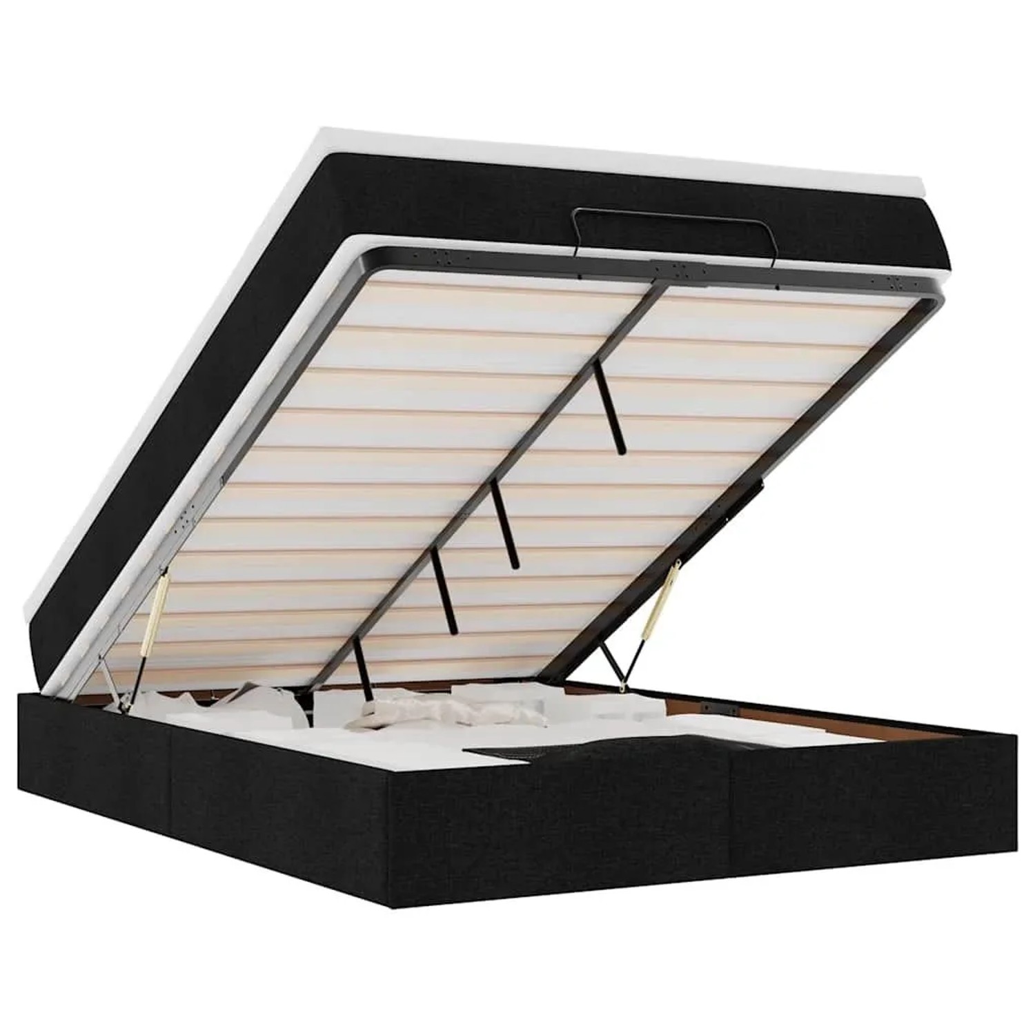 vidaXL Ottoman-Bett mit Matratze Schwarz 140x200 cm Stoff 3311115