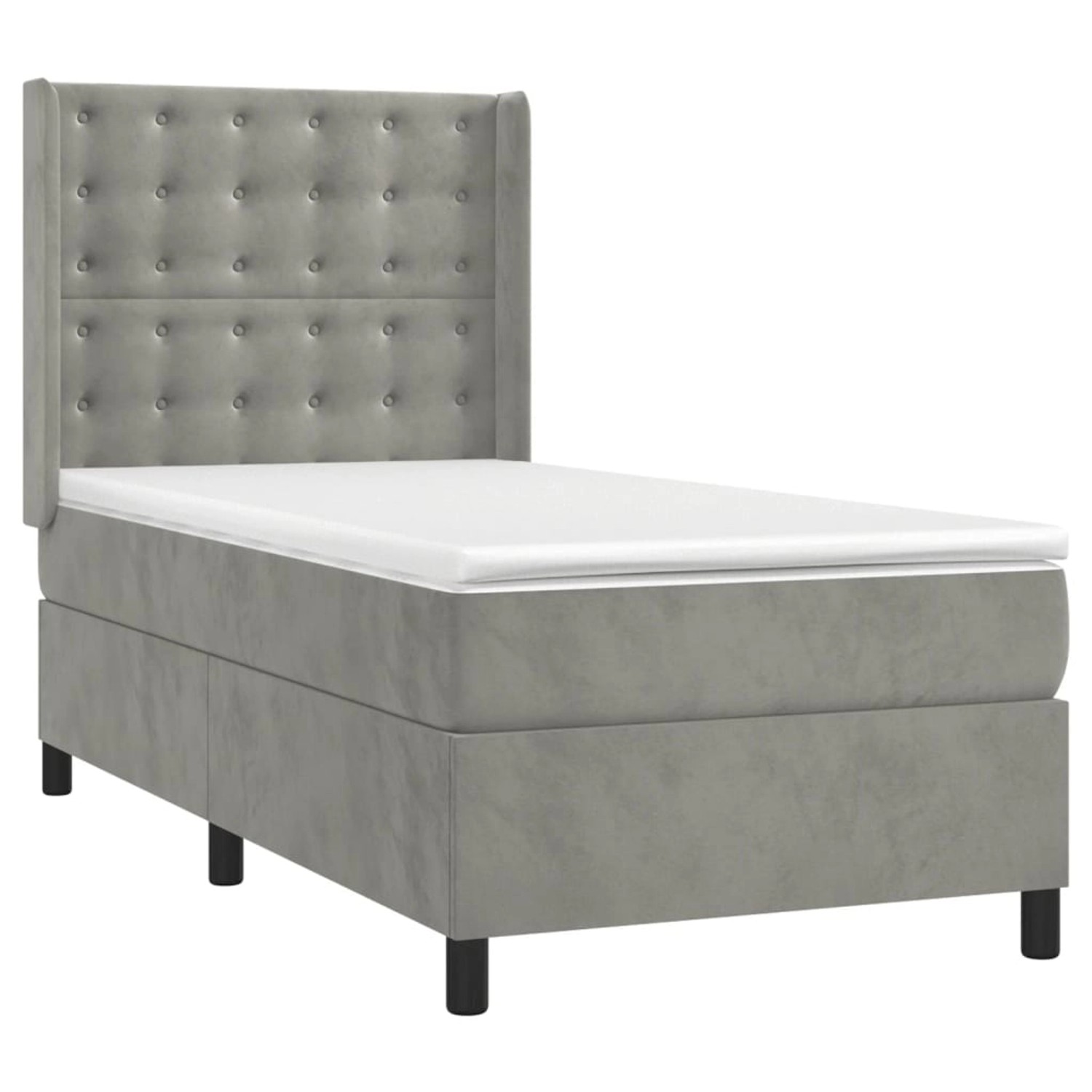 vidaXL Boxspringbett mit Matratze & LED Hellgrau 90x190 cm Samt 3139775 günstig online kaufen