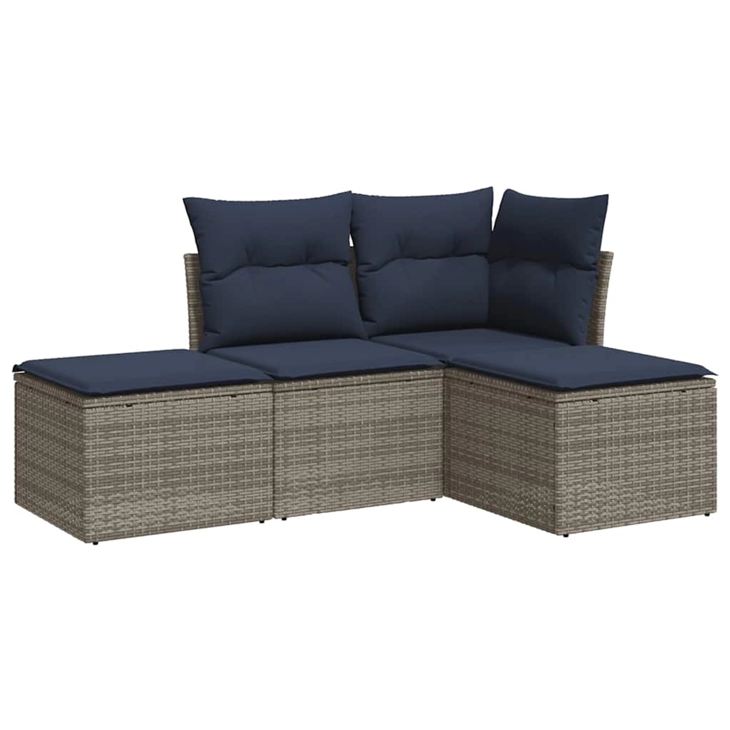 vidaXL 4-Tlg Garten-Sofagarnitur mit Kissen Grau Poly Rattan 3217481 günstig online kaufen
