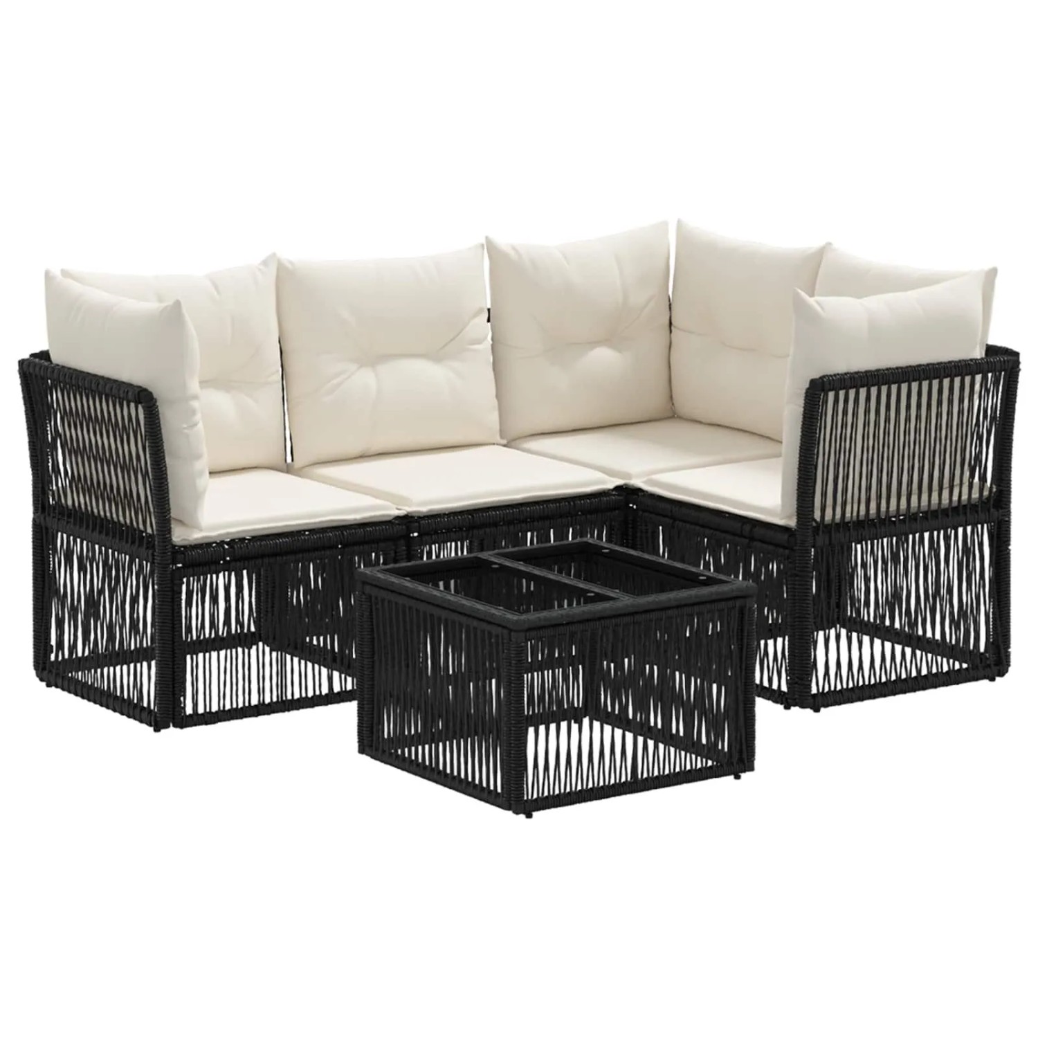 vidaXL Gartensofa-Set 5-Tlg Schwarz Poly-Rattan 3434212