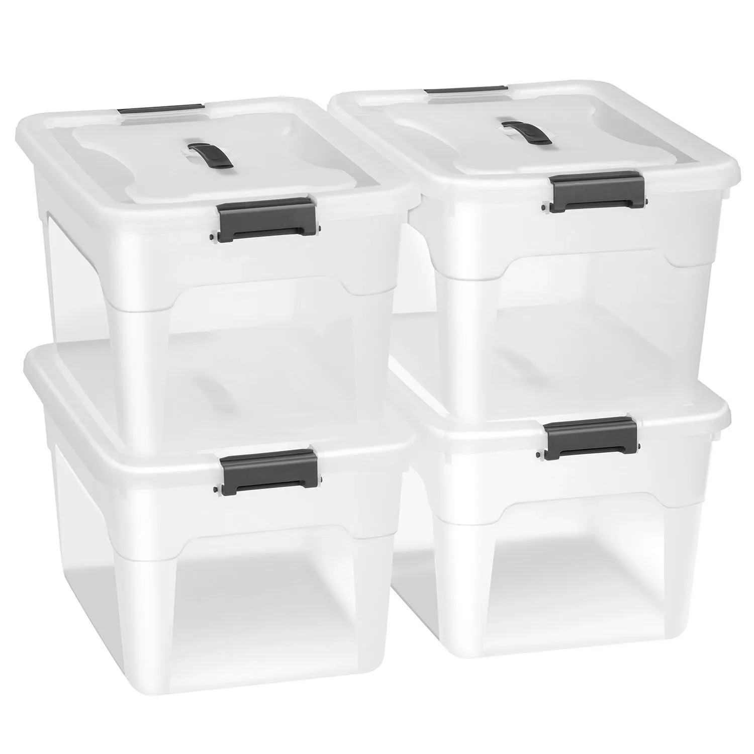 Juskys Aufbewahrungsbox mit Deckel 30L 4er Set