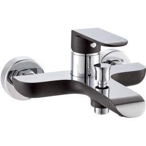 baliv Wannenarmatur WA-5071, schwarz-chrom, mit Einhebelmischer und Umsteller für Wanne/Dusche.