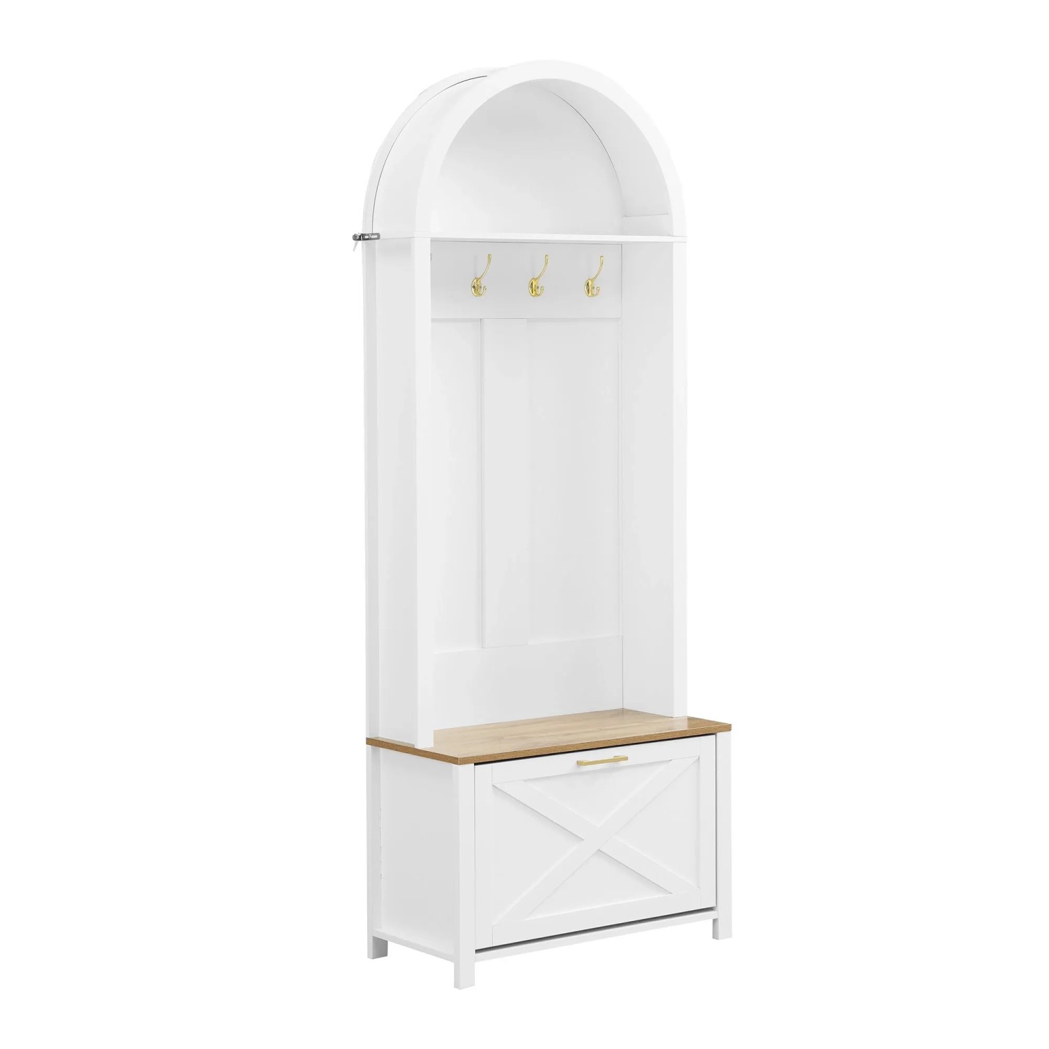 ModernLuxe Garderobe mit Schuhablage Kleiderhaken MDF Weiß
