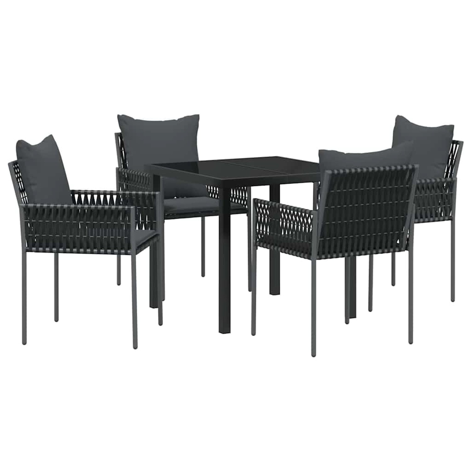 vidaXL Garten Essgruppe 5-Tlg Schwarz Poly Rattan 3379101 günstig online kaufen