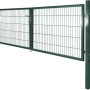 Grünes Solid Doppeltor aus Stahl mit Doppelstabmatten-Füllung, 100x300 cm, für den Garten.