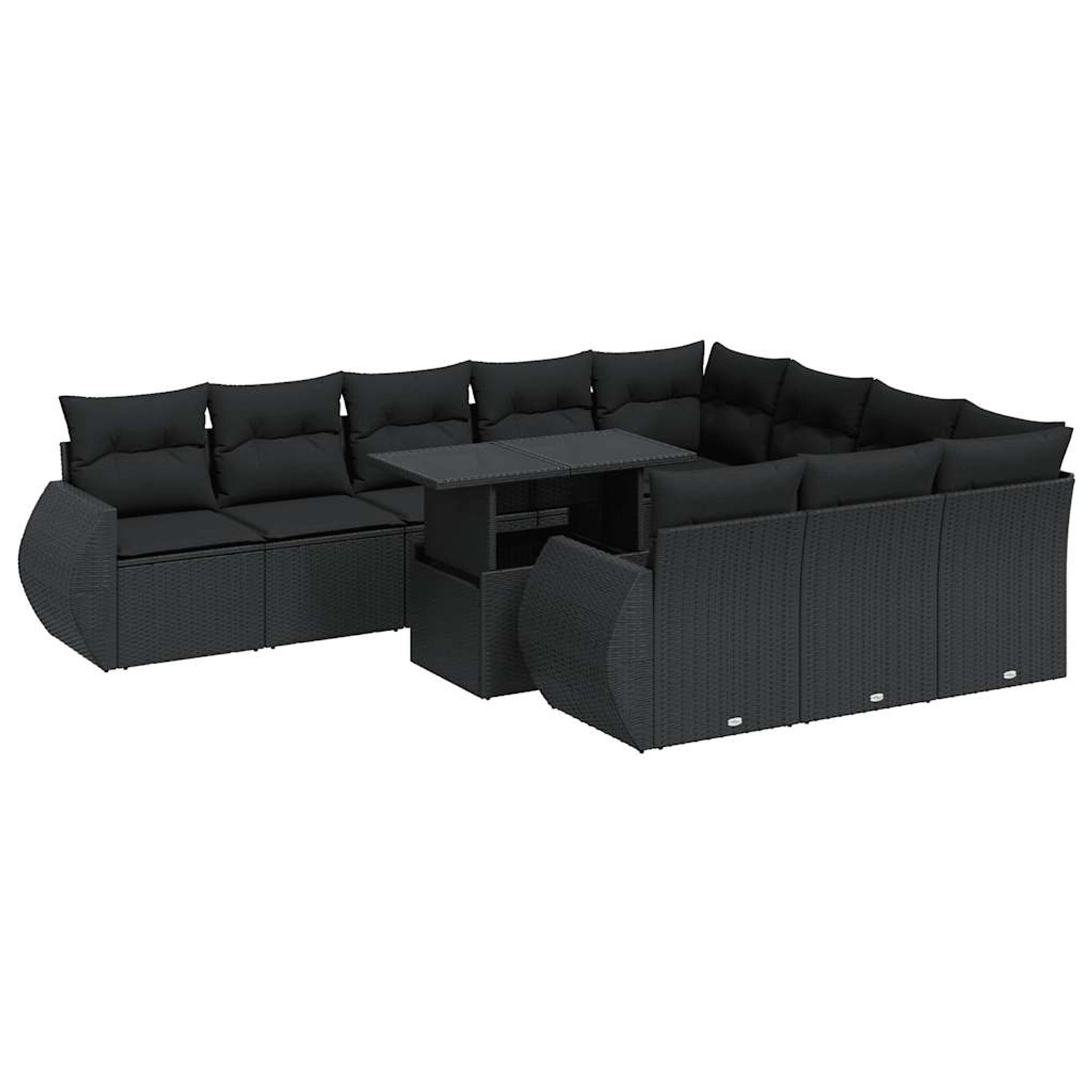 vidaXL 11-Tlg Garten-Sofagarnitur mit Kissen Schwarz Poly Rattan 3326706 günstig online kaufen