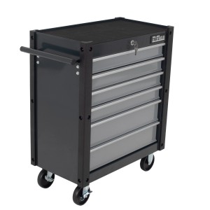 Werkzeugwagen Trutzi in Dunkelgrau/Hellgrau mit 6 Schubladen und Rollen.