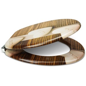 Sanfino WC-Sitz Flip Flop mit Holz-Optik und Absenkautomatik.