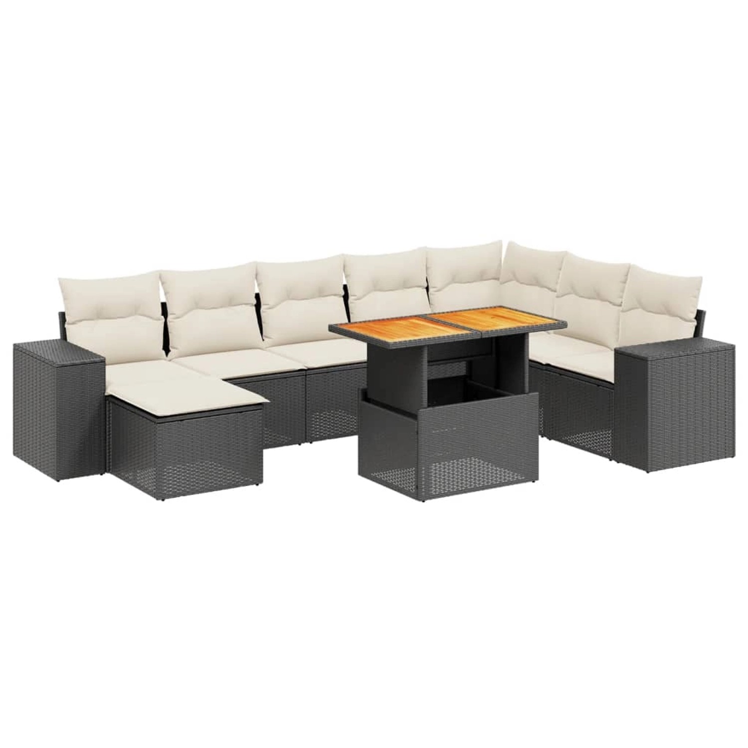 vidaXL 9-Tlg Garten-Sofagarnitur mit Kissen Schwarz Poly Rattan 3272771 günstig online kaufen