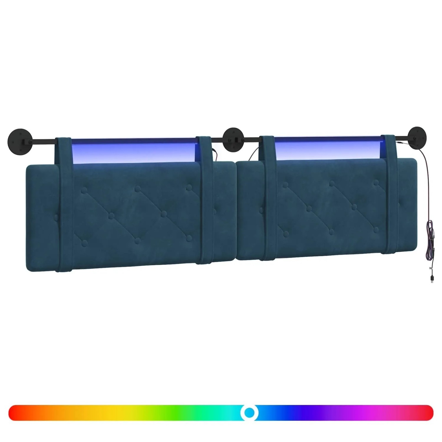 vidaXL Hängendes Kopfteil Mit LED Licht Blau Samt 3424201