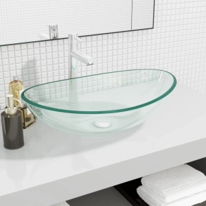 Transparentes Waschbecken aus Hartglas (54,5x35 cm) von vidaXL für moderne Badezimmer.
