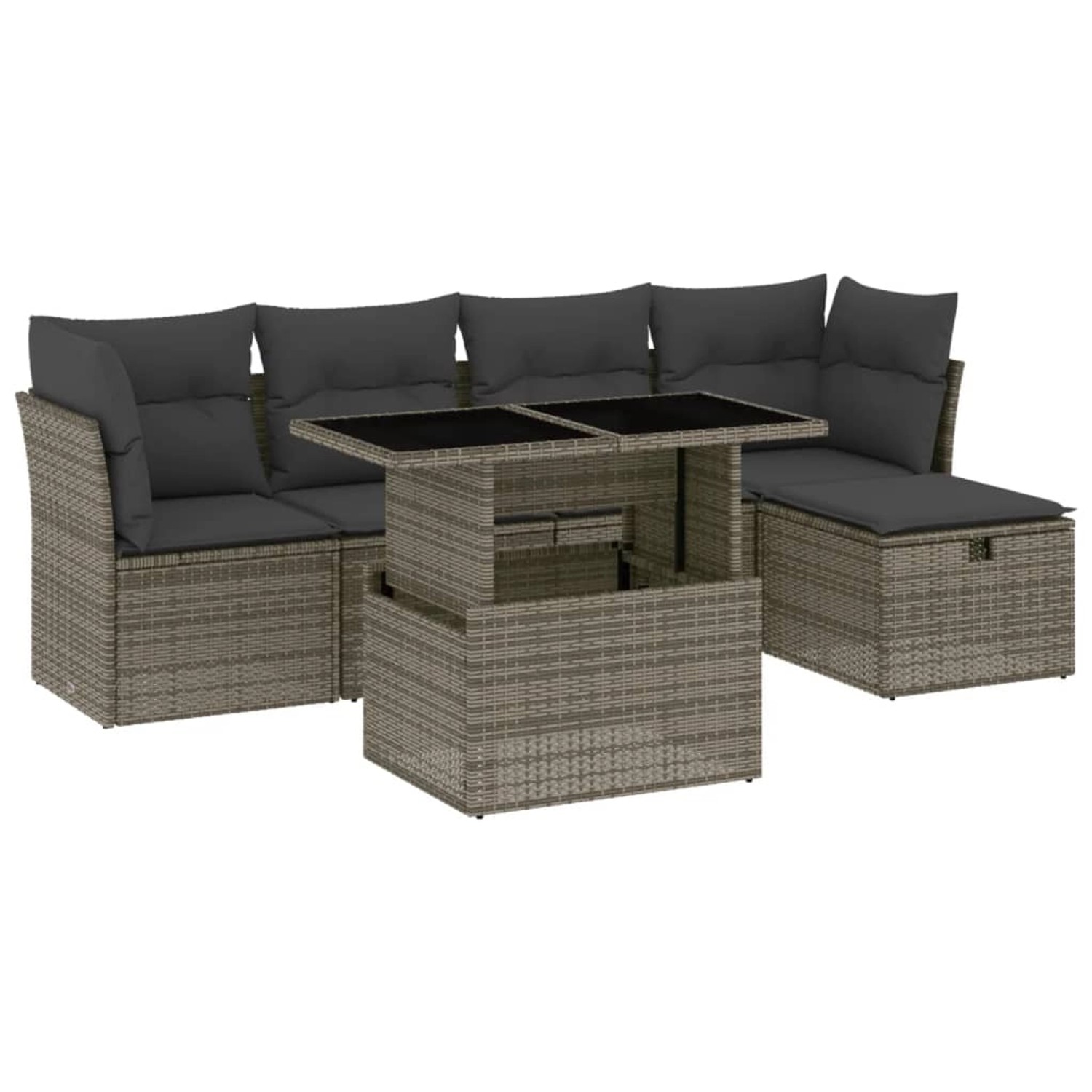 vidaXL 6-Tlg Garten-Sofagarnitur mit Kissen Grau Poly Rattan 3274640 günstig online kaufen