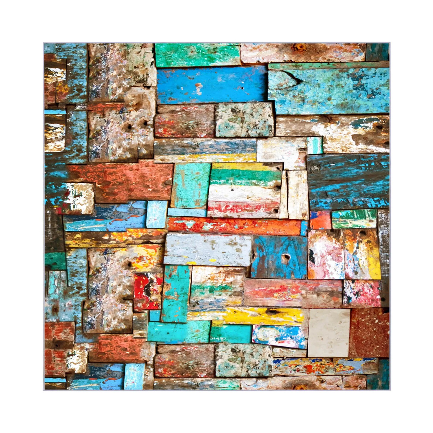 Banjado Schlüsselkasten mit bunten Holzschindeln, 30x30cm, 50 Haken, magnetisch und beschreibbar.