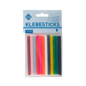 Pebaro Klebesticks, 12 farbige Stifte, 7mm Durchmesser, für Heißklebepistole.