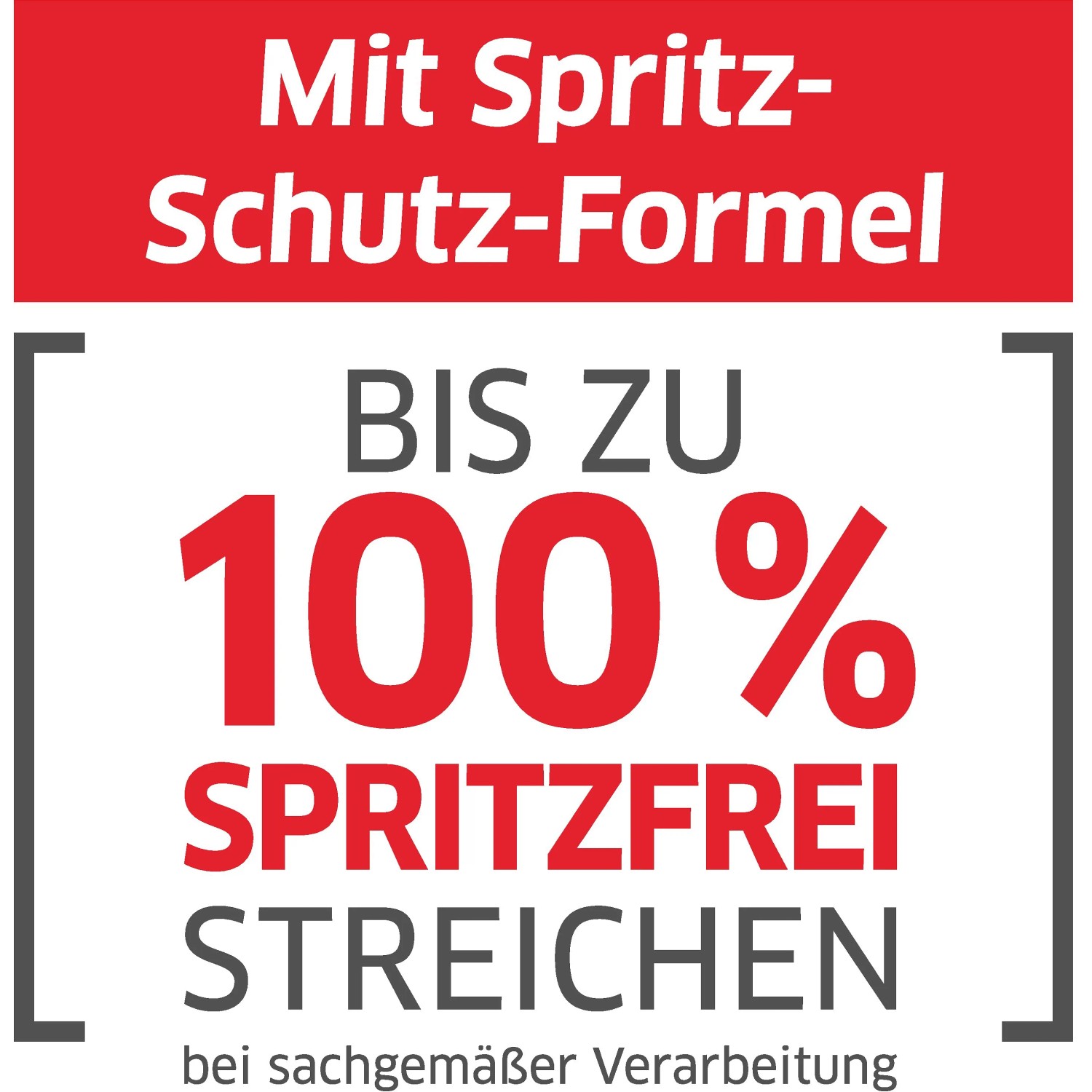 Symbol: Alpinaweiß 'Das Original' mit Spritz-Schutz-Formel, bis zu 100% spritzfrei streichen.