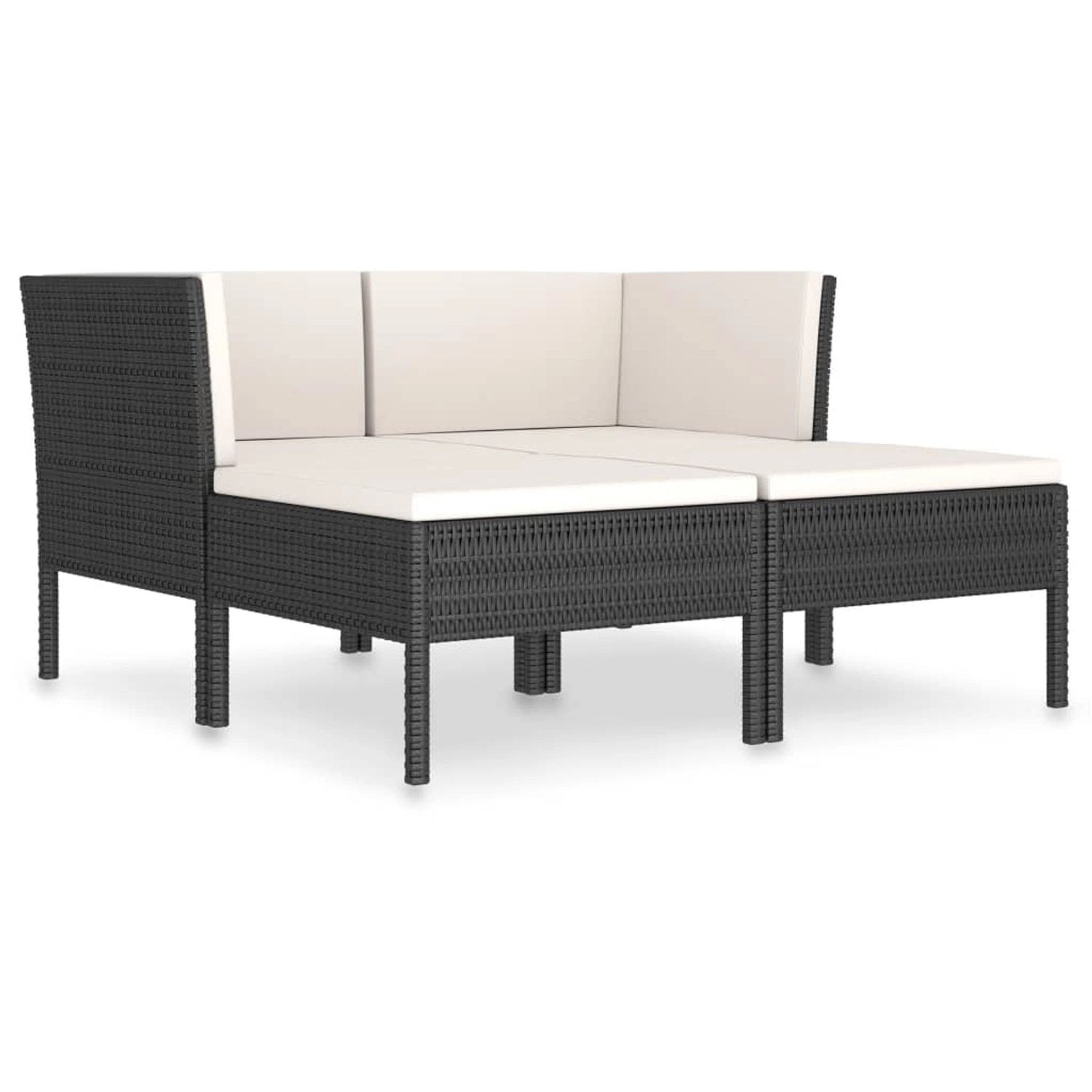 vidaXL 4-tlg Garten-Lounge-Set mit Auflagen Poly Rattan Schwarz Modell 1