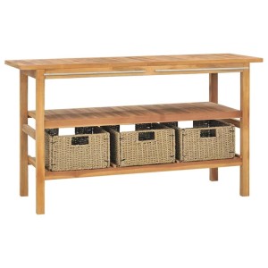 vidaXL Waschtisch mit Marmorwaschbecken Schwarz Massivholz Teak 3096586